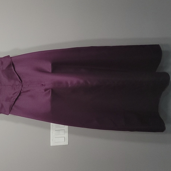 Plum Satin Spaghetti Strap Formal Dress, Size 14 - Picture 9 of 12